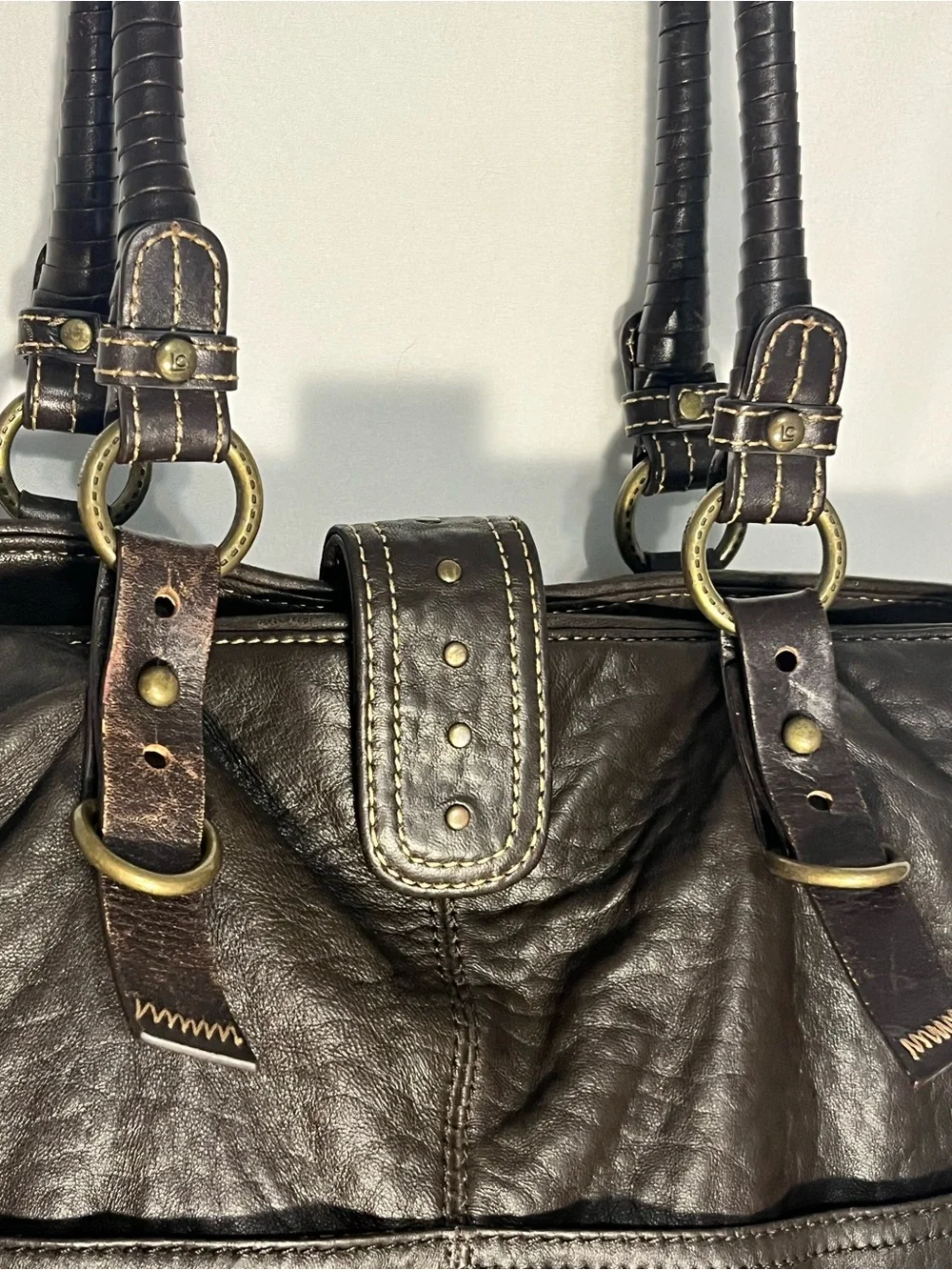 Liz Claiborne Dark Brown Leather Hobo Shoulder Bag